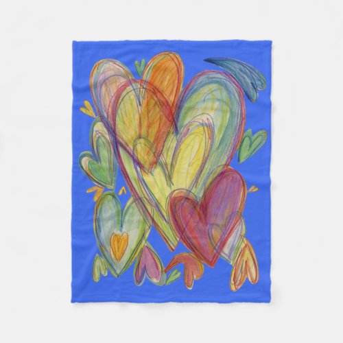 Rainbow Love Hearts Soft Fleece Throw Blanket