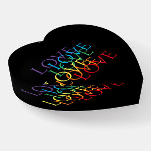 RAINBOW LOVE II Heart Paperweight