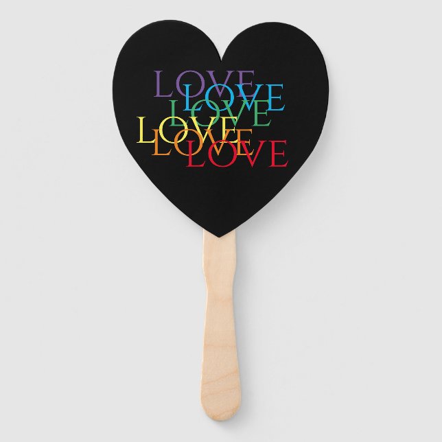RAINBOW LOVE II Heart Shape Hand Fan (Front)