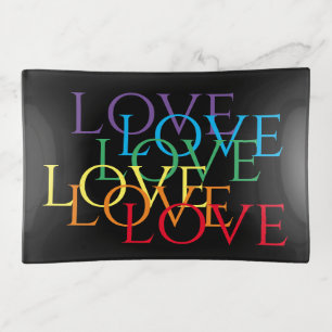 RAINBOW LOVE II Rectangle Glass Tray