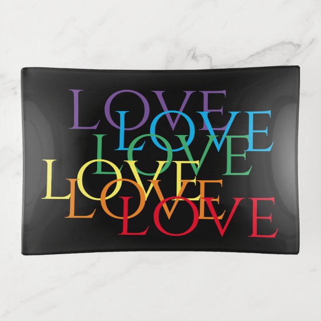 RAINBOW LOVE II Rectangle Glass Tray (Front)