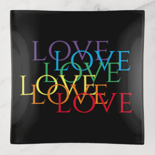 RAINBOW LOVE II Square Glass Tray