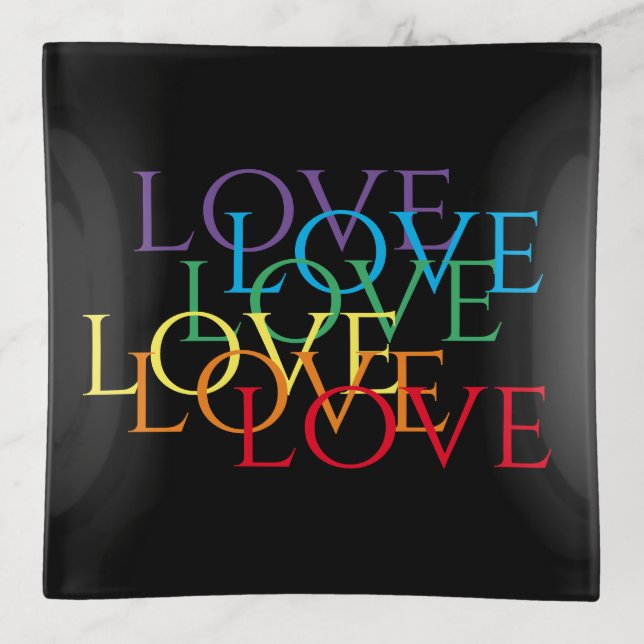 RAINBOW LOVE II Square Glass Tray  (Front)