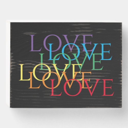 RAINBOW LOVE II Wood Box Sign 