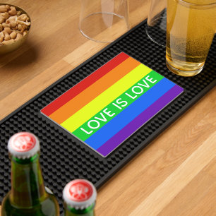 Rainbow Love is Love Beautiful Gay Pride Bar Mat