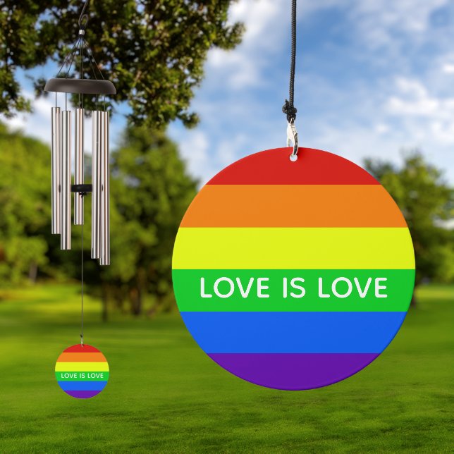 Rainbow Love is Love Beautiful Gay Pride Wind Chime (Outdoor)