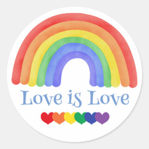 Rainbow Love is Love Colorful  Classic Round Sticker