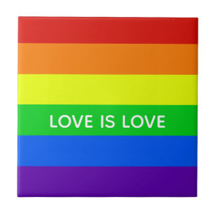 Rainbow Love is Love Colorful LGBTQ Gay Pride Ceramic Tile