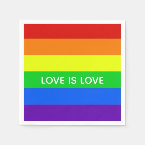 Rainbow Love is Love Colorful LGBTQ Gay Pride Napkins