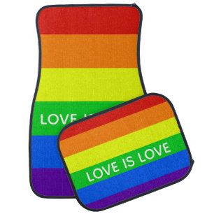 Rainbow Love is Love Gay Pride Custom Car Floor Mat