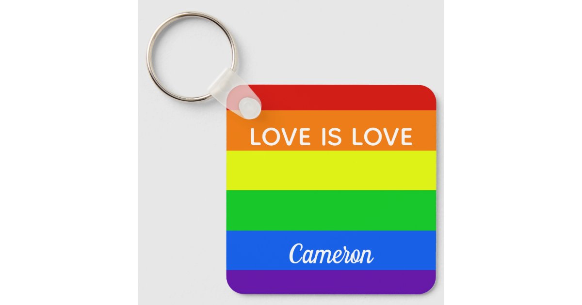 Rainbow Love is Love Gay Pride Custom LGBTQ Keychain | Zazzle