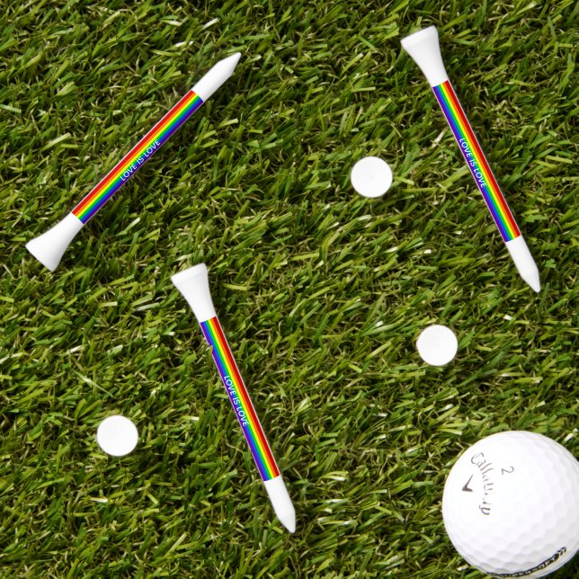 Rainbow Love is Love Gay Pride Golf Tees (Grass Multi)