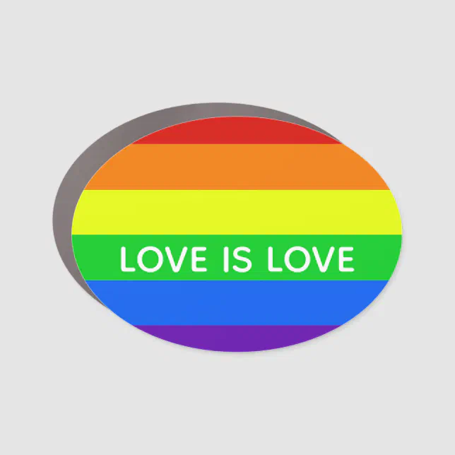 Rainbow Love is Love Gay Pride LGBTQ Beautiful Car Magnet | Zazzle