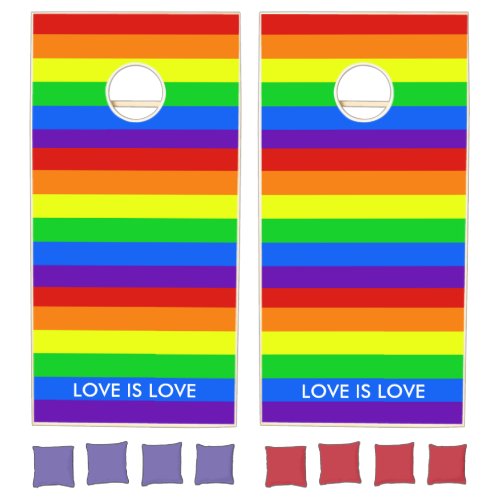 Rainbow Love is Love Gay Pride LGBTQ Beautiful Cornhole Set