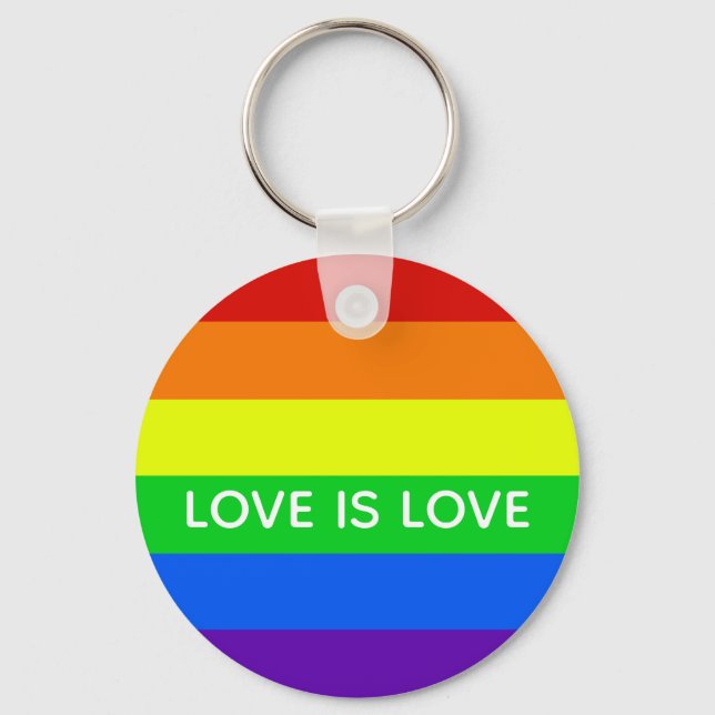 Rainbow Love is Love Gay Pride LGBTQ Beautiful Keychain (Front)