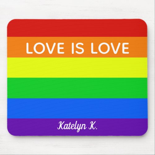Rainbow Love is Love Gay Pride LGBTQ Beautiful Mouse Pad