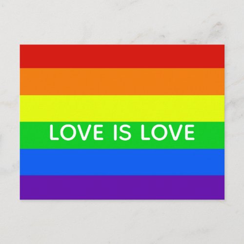 Rainbow Love is Love Gay Pride LGBTQ Beautiful Postcard