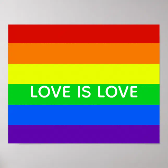 Rainbow Love is Love Gay Pride LGBTQ Beautiful Poster | Zazzle
