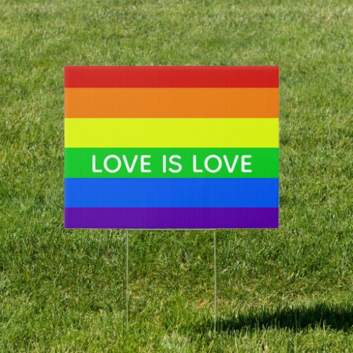 Rainbow Love is Love Gay Pride LGBTQ Beautiful Sign