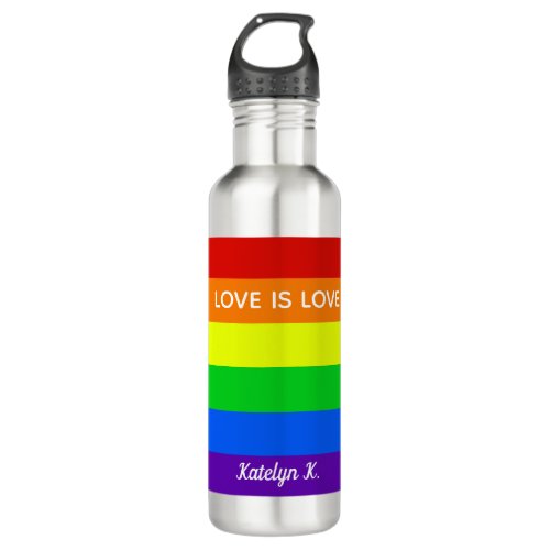 Rainbow Love is Love Gay Pride LGBTQ Beautiful Stainless Steel Water Bottle
