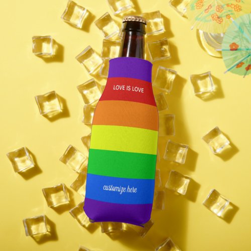 Rainbow Love is Love Gay Pride Parade Custom LGBT Bottle Cooler