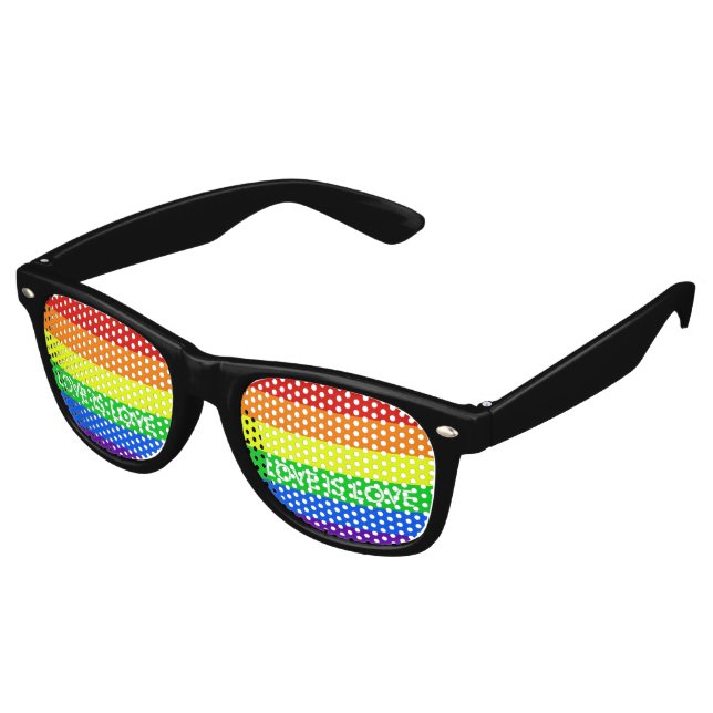 Rainbow Love is Love Gay Pride Parade Retro Sunglasses (Angled)