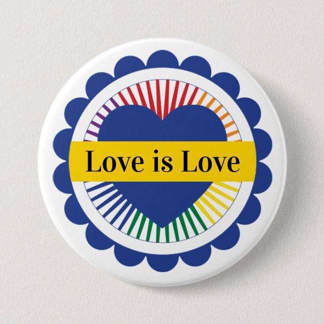 Rainbow Love is Love LGBTQ Gay Pride Button (Front)