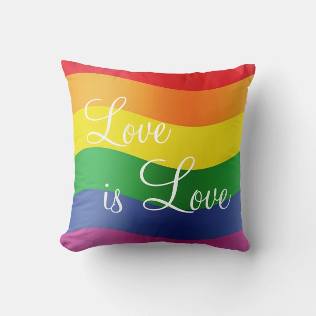 Rainbow Love is Love Throw Pillow (Front)
