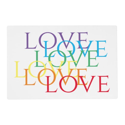 RAINBOW LOVE Laminated Placemat