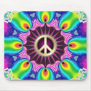 Rainbow Love Light Peace Sign Mousepad