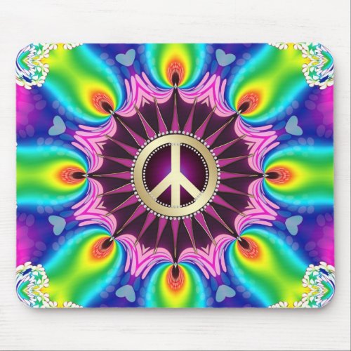 Rainbow Love Light Peace Sign Mousepad