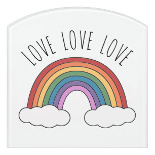 Rainbow Love Love Love Door Sign