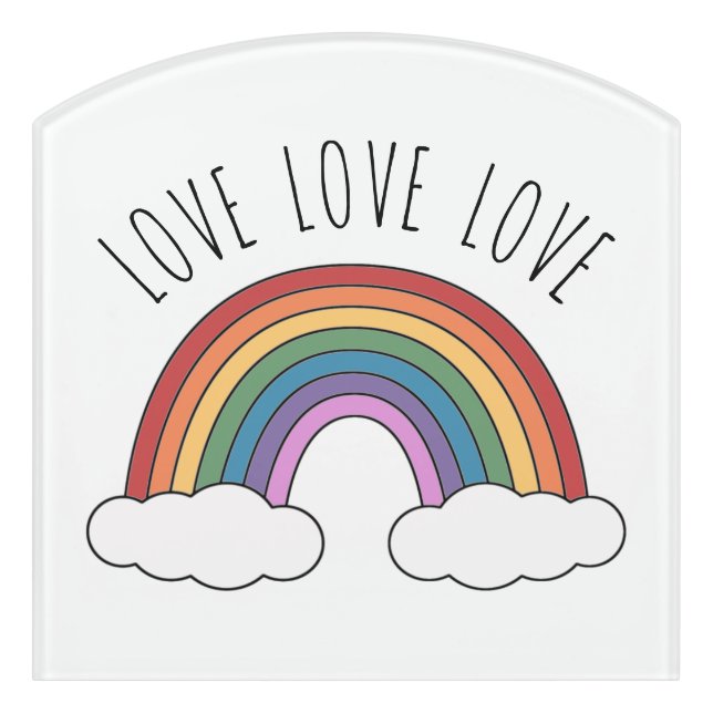 Rainbow Love Love Love Door Sign (Contour Front)