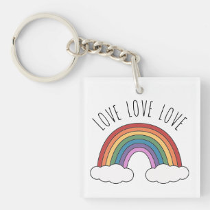 Rainbow Love Love Love Keychain