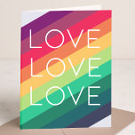 Rainbow | Love Love Love Modern Stylish LGBTQIA Card<br><div class="desc">Bright, uplifting “love love love” inspirational quote with modern typography. Beautiful rainbow design collection with bold striped colours of purple, pink, orange, yellow, green and blue, inspired by hope and love. Part of our rainbow collection! #love #loveme #loveyou #loveyourself #loveIt #lovelife #lovequotes #loving #rainbow #rainbowbaby #colorful #colourful #lgbt #gay #lgbtq...</div>