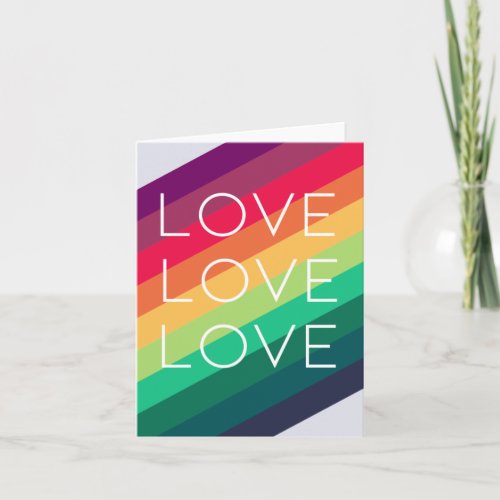 Rainbow  Love Love Love Modern Stylish LGBTQIA Card
