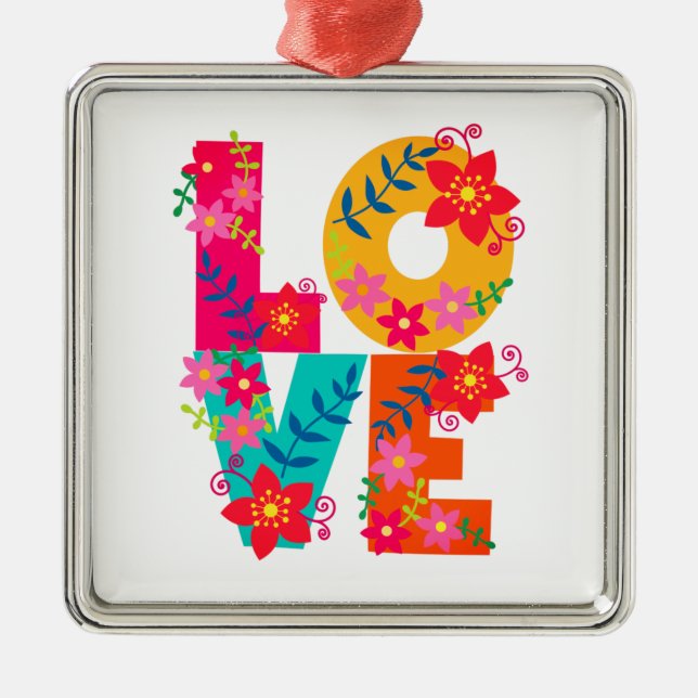 Rainbow Love Metal Ornament (Front)