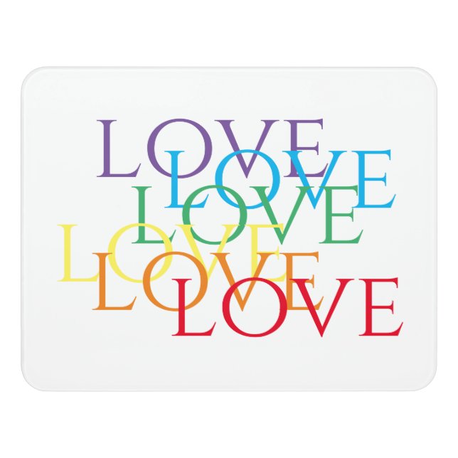 RAINBOW LOVE Modern Room Door Sign (Contemporary Front)