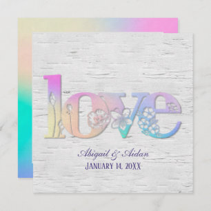 Rainbow Love On Birch Invitation
