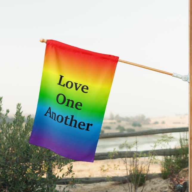 Rainbow Love One Another House Flag (Insitu (Back))