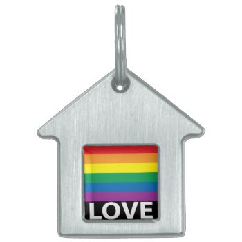 Rainbow Love  Pride  Lgbt  Celebrate Love Pet Tag by DoggieAvenue at Zazzle