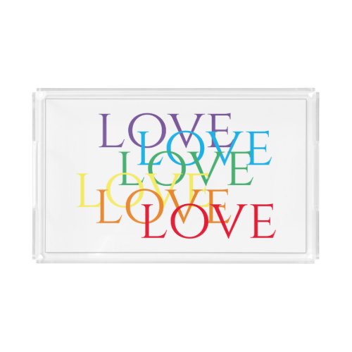 RAINBOW LOVE Rectangle Acrylic Tray