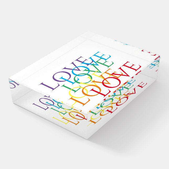 RAINBOW LOVE Rectangle Paperweight (Angled)
