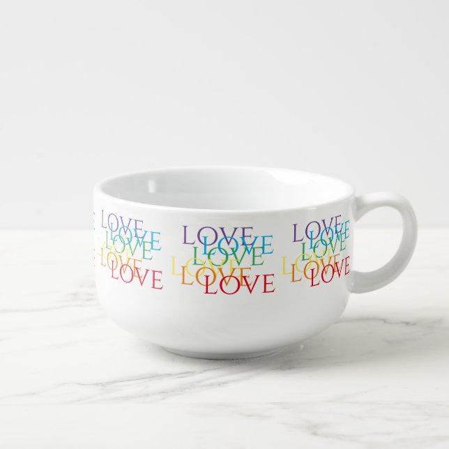 RAINBOW LOVE Soup Cereal Ice Cream Mug (Left)