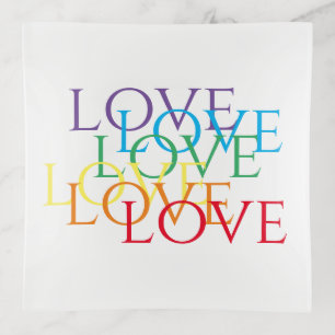 RAINBOW LOVE Square Glass Tray