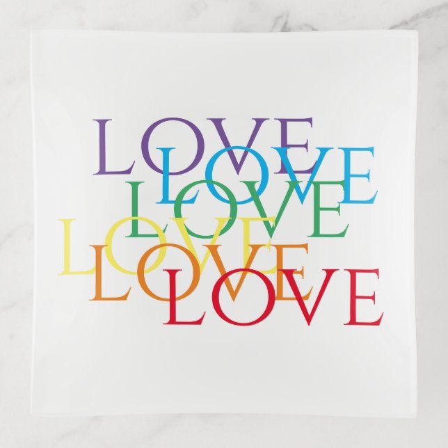 RAINBOW LOVE Square Glass Tray  (Front)