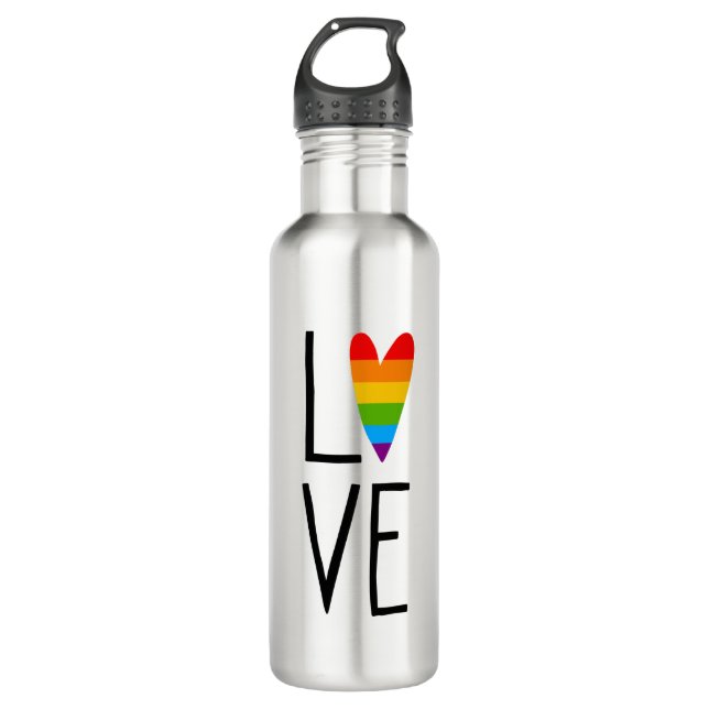 Rainbow Love Stainless Steel Water Bottle (Front)