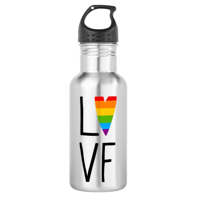 Rainbow Love Stainless Steel Water Bottle (Front)