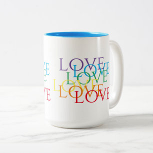 RAINBOW LOVE Tall Blue Two-Tone Mug