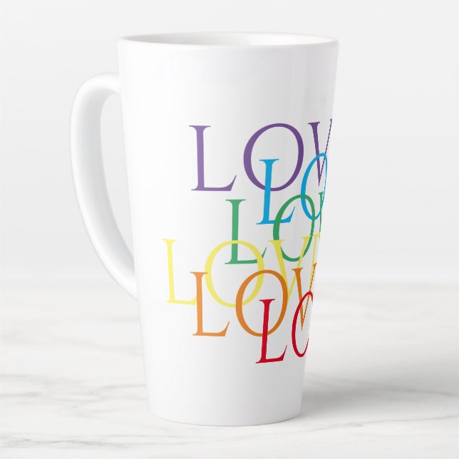 RAINBOW LOVE Tall Latte Mug (Left Angle)
